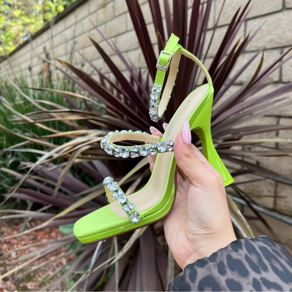 Betsy Johnson Rhinestone Glam SB-Perry Green Heels NEW In Box (Multiple Sizes) - Picture 12 of 16